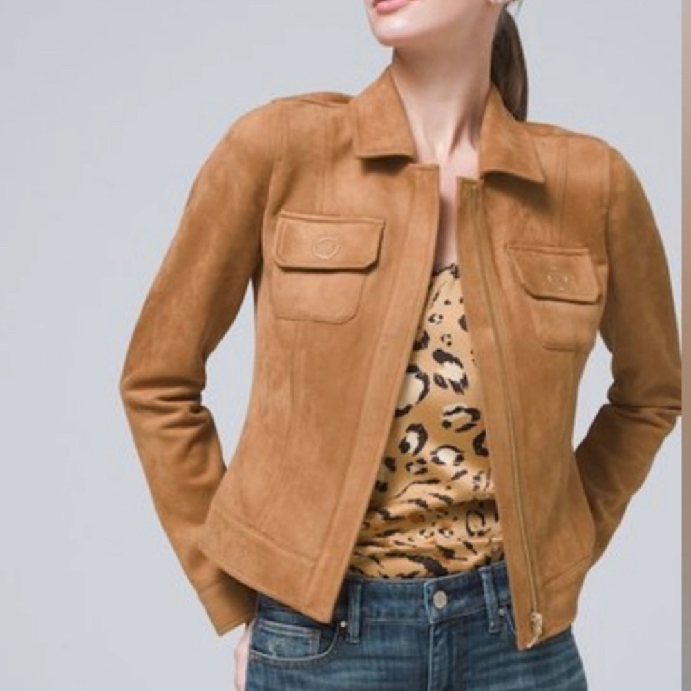 White House Black Market Cropped Faux Suede Jacket NEW! - Picture 4 of 10